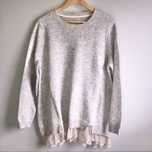 LOGO Lori Goldstein Confetti Sweater Lace